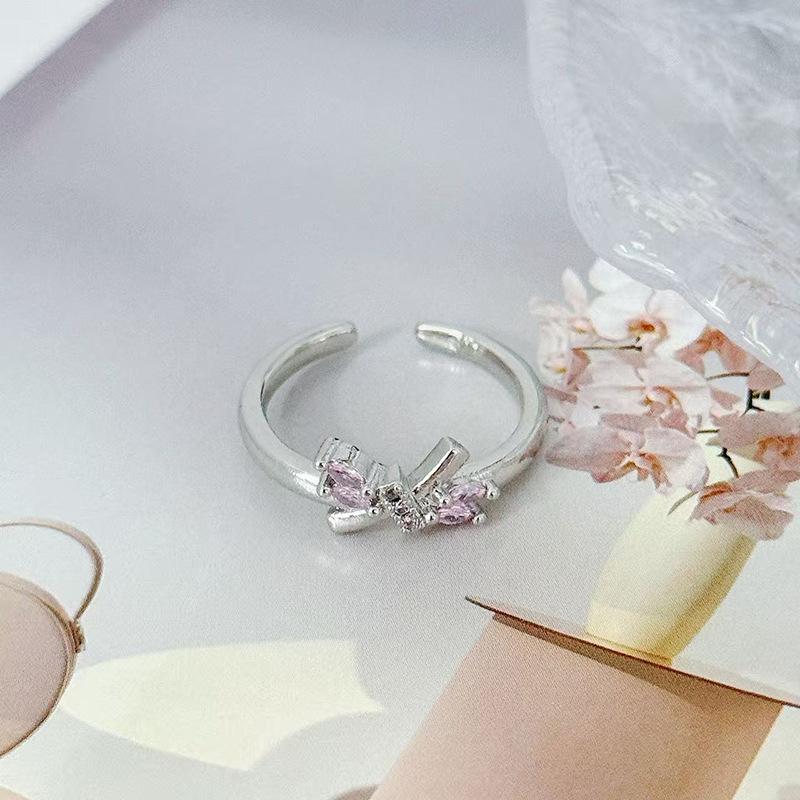 Medieval Vintage Light Luxury Love Crown Open Ring Zircon Exquisite Elegant Retro Court Style Index Finger Ring