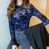 Sexy Slightly See-through Tight Top for Women Mesh Bottoming Shirt Thin Style Long-sleeved Ice Silk Sun Protection Top