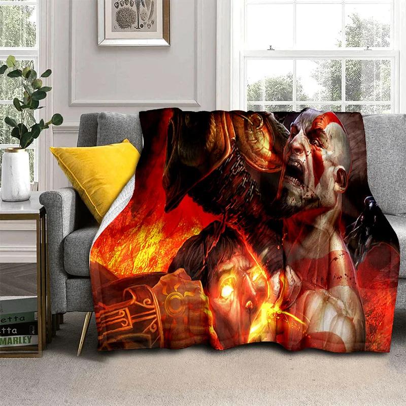 3D hry God of War Hry Kratos HD deka, měkká deka pro domácí ložnici Pohovka Pohovka Piknik Cestovní přikrývka do kanceláře pro děti
