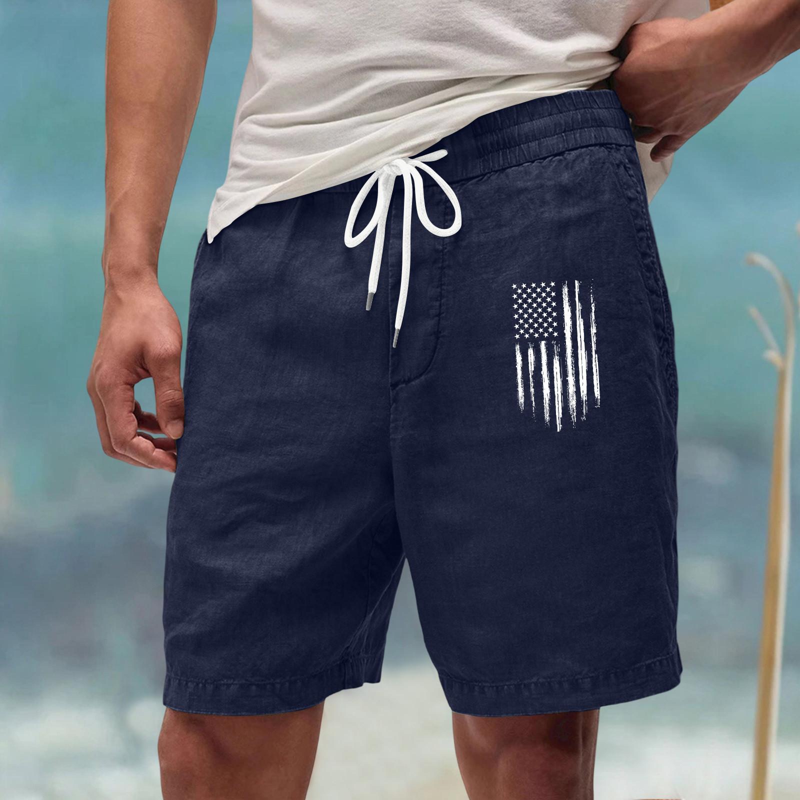 

Men s Workwear Shorts With Multiple Pockets, Elastic Waistband, Loose Cotton, Casual Outdoor Lightweight Work Shorts M Темно-синій