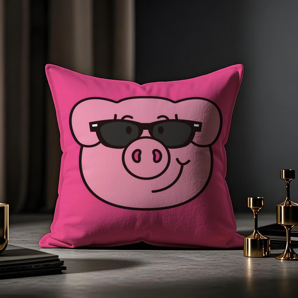 Percy Pig Cushion Cover Anti-dustmite Pillowcase Invisible Zipper Silky Short Plush Sofa Cushion Cover