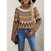 Winter new women's clothing retro striped splicing contrasting sweater high neck loose knitted sweater