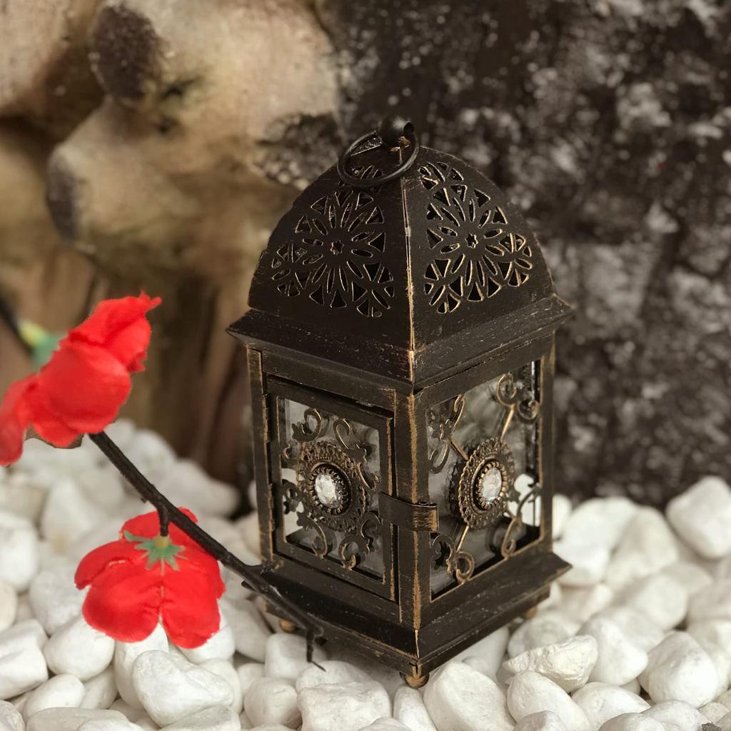SOWJECE Outdoor Stylish Candle Holder, Antique-Style Decor, Candlestick, Outdoor Candle Stand, Retro Candle Holder, Iron (Black, 1)