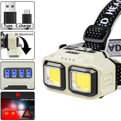 Motion Sensor LED Headlight 4 Light Modes LED Headlamp Adjustable Head Flashlight Type C USB Charging for Camping Running Hiking