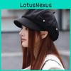 Octagonal Hat For Women With Bowknot And Artificial Pearl Embellishments Suitable For Autumn Winter Fashion Accessories