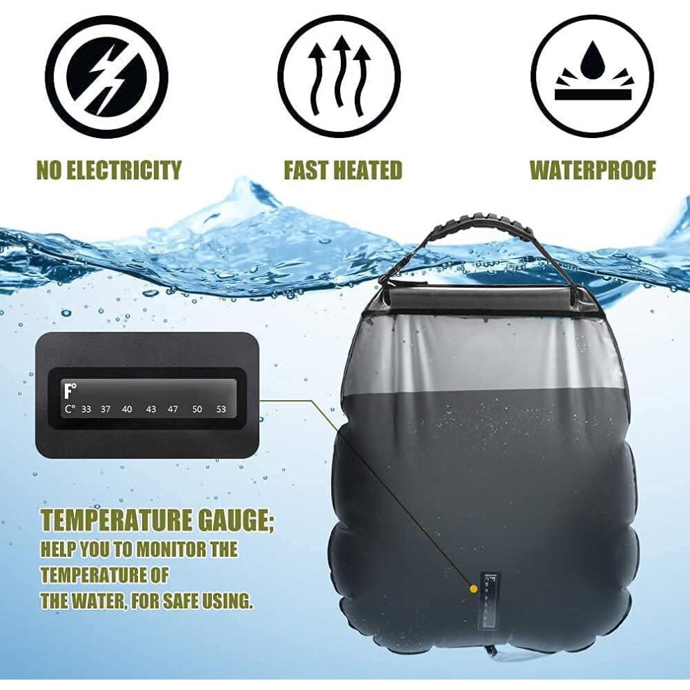 Portable Outdoor Shower, Solar Shower Water Bag Heats Water To 113F (45C) In 3 Hours With Direct Sunlight, Flexible Hose Removable For Outdoor
