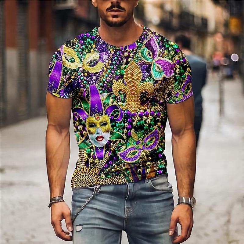 Men's Graphic Clown T Shirt Tee Short Sleeve T Shirt 3D Print Crew Neck Shirt Designer Holiday Casual Daily Mardi Gras Red Purple Green