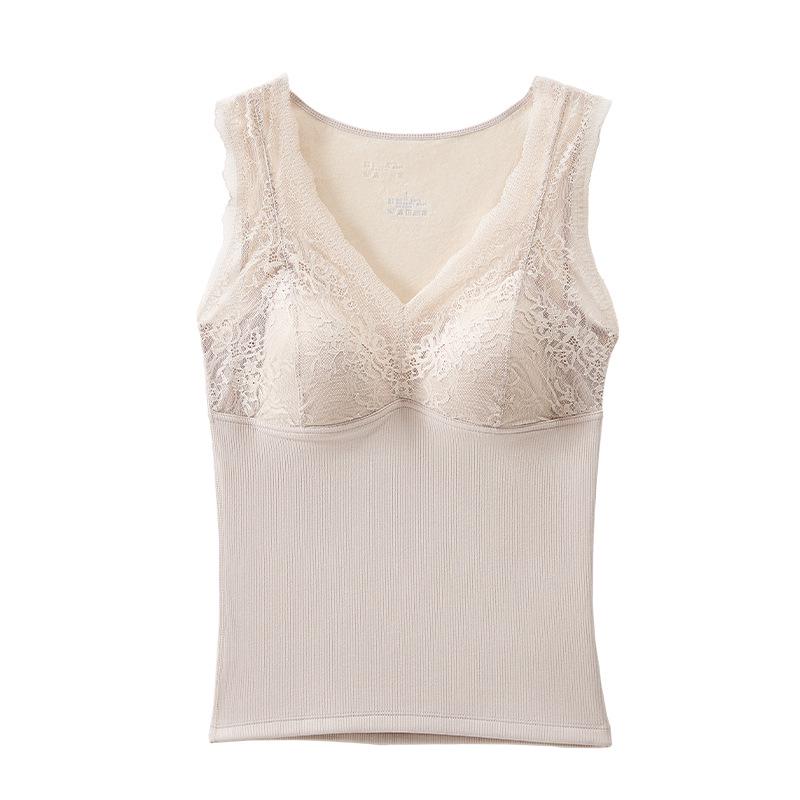 

«Осенне-зимний ультрамягкий кружевной теплый жилет с фиксированными чашечками - утолщенное цельное базовое пальто из детского бархата» Extra Large