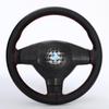 Genuine Leather Perforated Steering Wheel Cover - Hand-Sewn, Universal Fit, All-Season Cowhide
