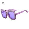 Crystal Oversized Sunglasses for Women Rhinestone Square Diamond Sun Glasses Retro Big Frame Sparkling Eyewear  New