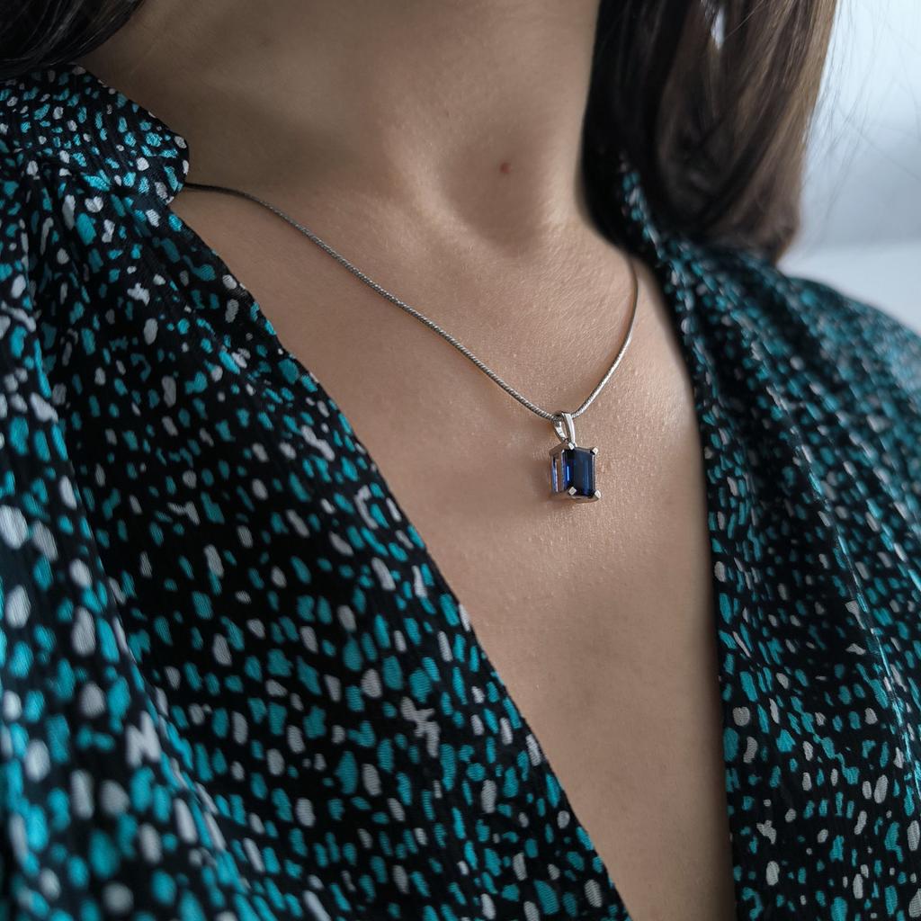 Серебряная подвеска с сапфиром nano 1.26ct (2203414)
