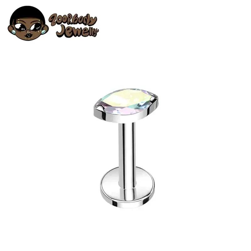 ASTM F136 Titan Labret Lippenpiercing 16G 18G Nasenring Tragus Marquise CZ Helix Knorpel Conch Ohrring Piercing Schmuck