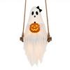 Halloween Gathering Decorations Lighted Ghost Swing with Glowing Pumpkin, Hanging Spooky Decor Indoor Outdoor Holiday for Porch Yard, LED Floating