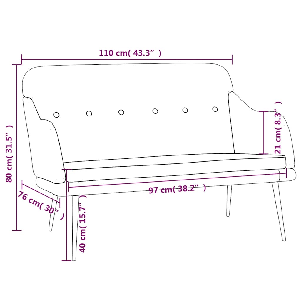 Black Bench 110 x 76 x 80 cm Fabric