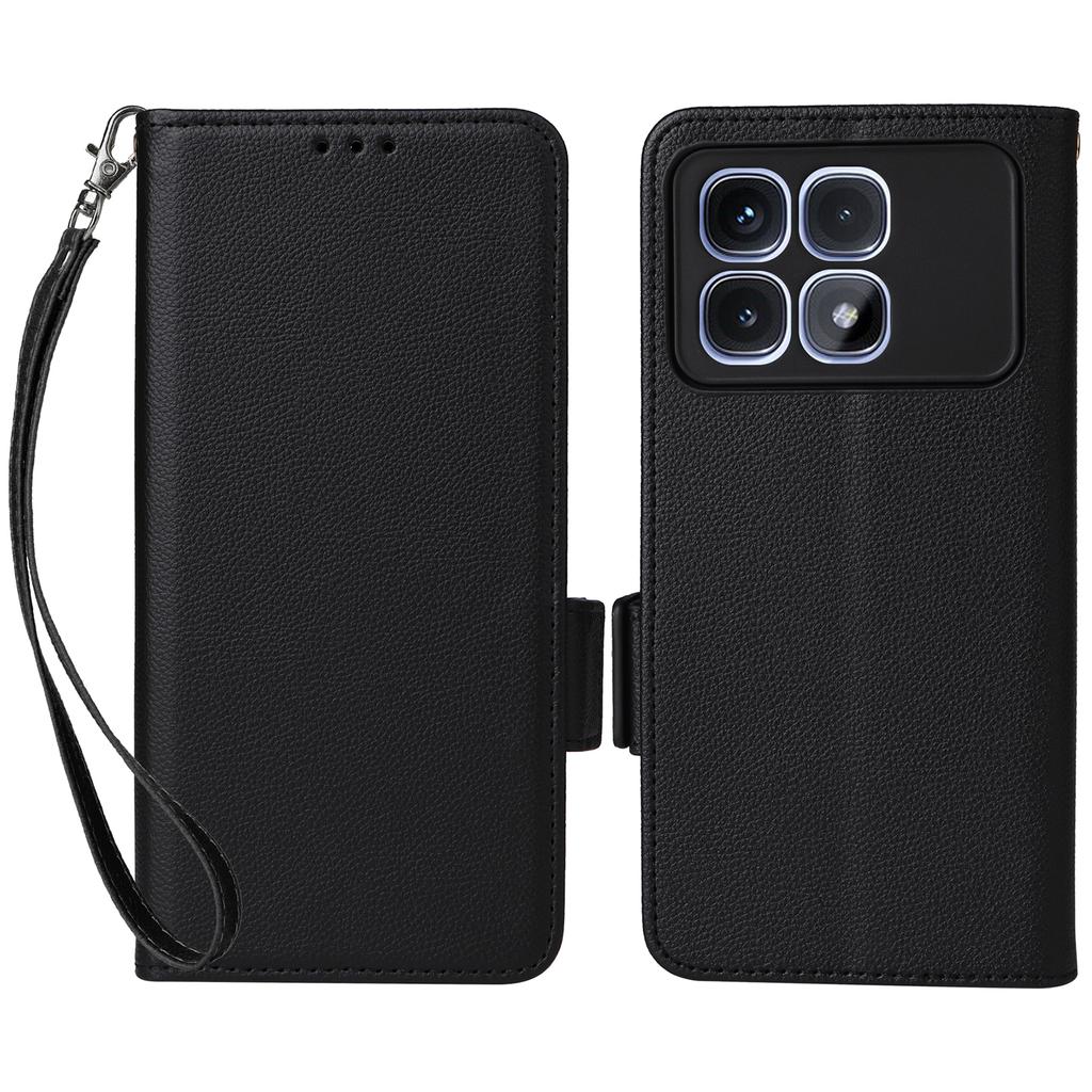 For Xiaomi Redmi K70 Ultra Case with Wrist Strap Litchi Texture PU Leather Wallet Phone Cover