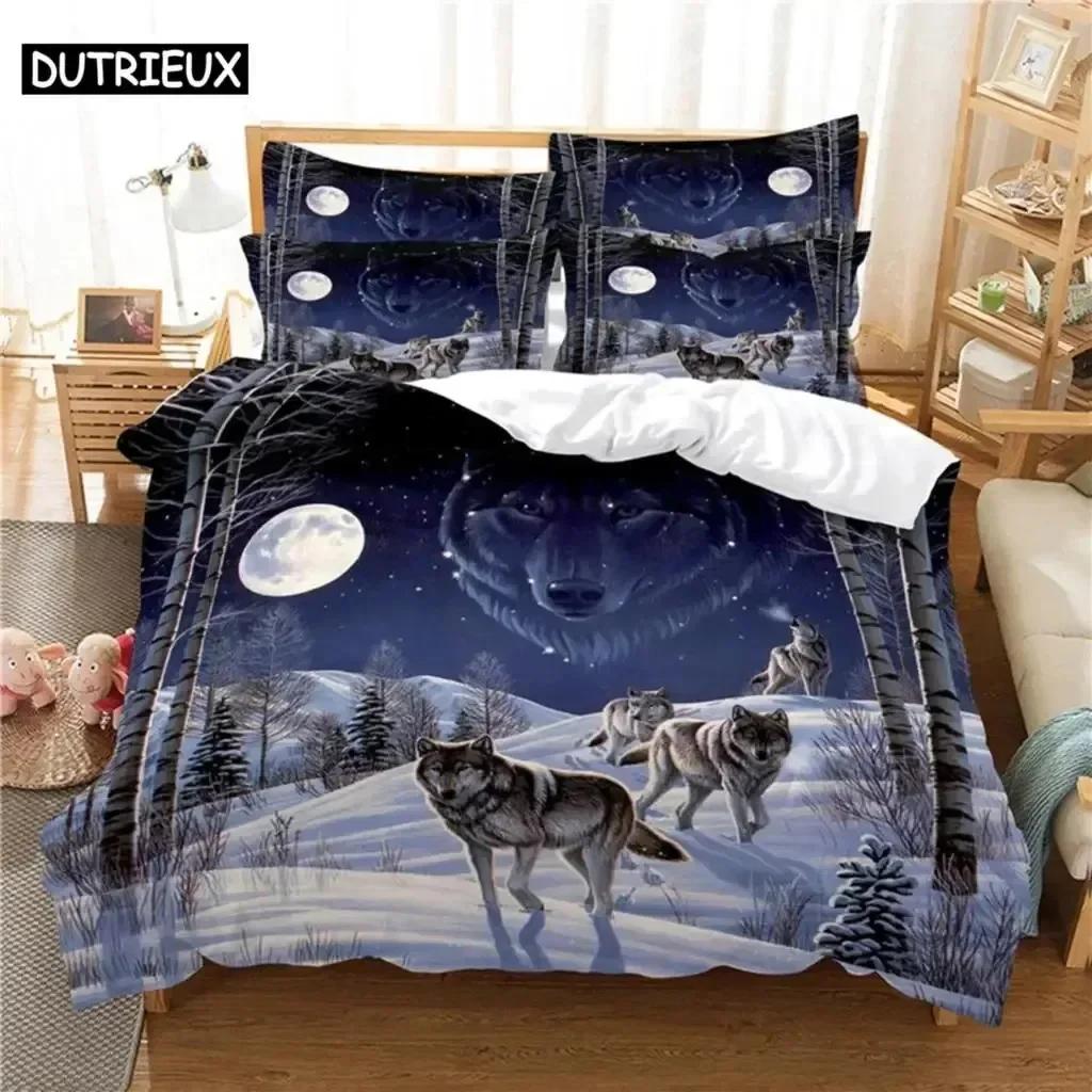 Luxury New 3D Print Love Wolf Comfortable Duvet Quilt Cover Pillowcase Bedding Set Children Bedroom Decoration Home Textile