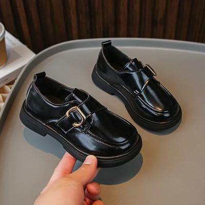 2024 New Spring and Autumn Kids Black Beige Boys Leather Shoes PU Children Fashion Casual Loafers Drop Shipping Simple Non-slip