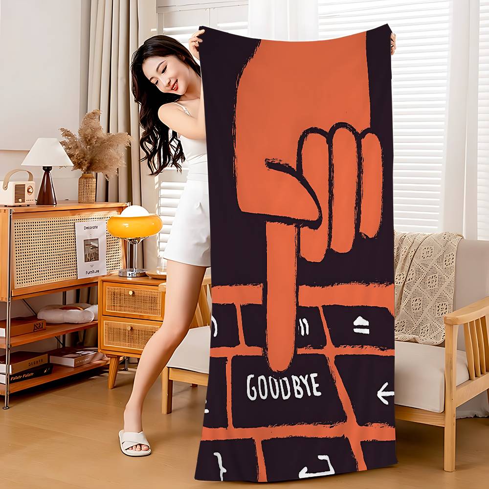 French Illustrator J-Jean Art Jullien Microfiber Blanket Quick Drying Beach Towels Oversized Printing Super Absorbent Pool