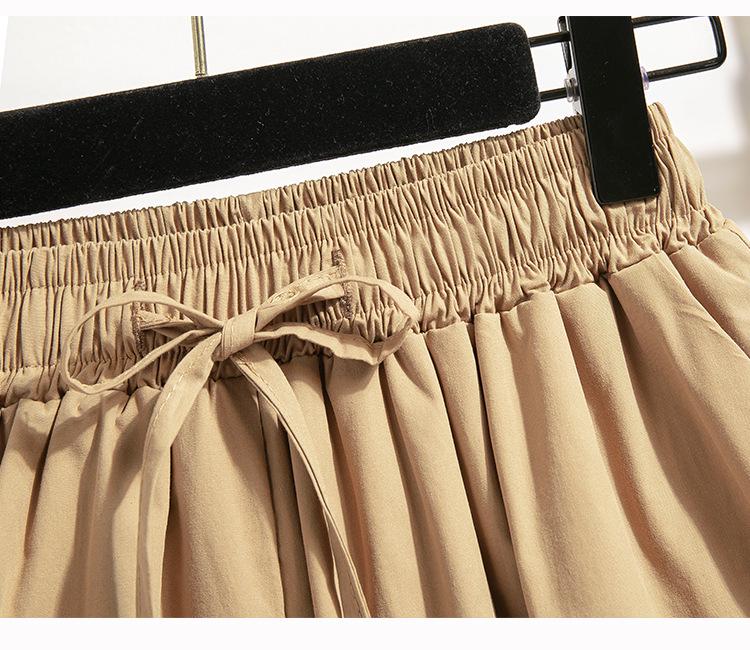 Women's Khaki Wide-Leg A-Line Shorts - Summer 2025 Collection, Loose Fit, Lightweight, Large Size, Five-Point Length