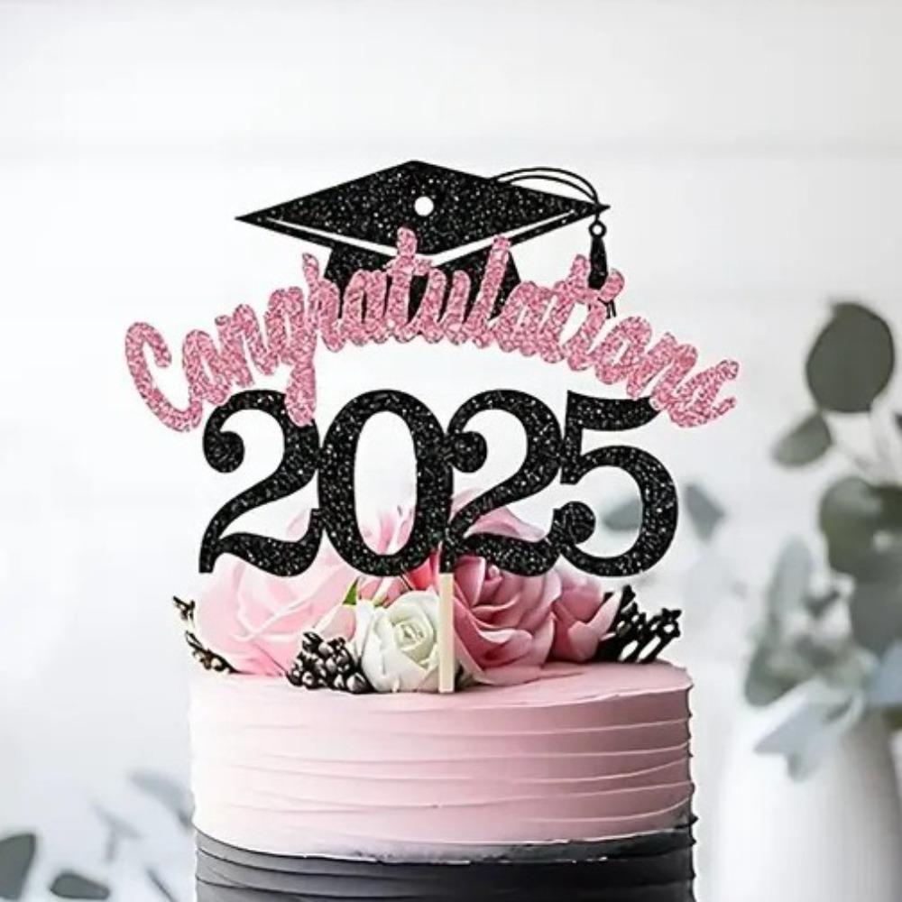 5pcs Handmade 2025 Graduation Cake Topper Set Graduation Cupcake Toppers  Party Cake Decorations