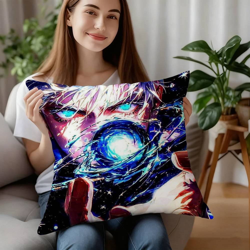 J-Jujutsu Kaisen Gojo Satoru Pillow Case Short Plush Sofa Decorative Gift Home Double-sided Printing Cushion