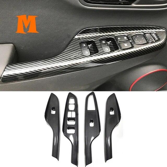 ABS Carbon Fiber for Hyundai Kona Kauai Encino 2017 2018   Car Window Lift Door Armrest Glass Button Switch Accessories