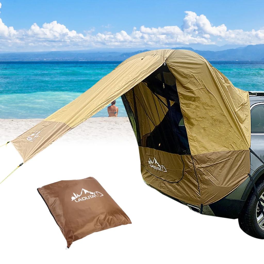 Manual Operation SUV Tailgate Shade Awning Tent - Car Sun Shelter With Windproof Ropes & Hooks - Portable Camping Shade Canopy