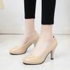 Spring and Autumn New Style Waterproof Platform Slip-on Shoes Fashionable Banquet Work Shoes Pointed Toe Thin Heels Pumps