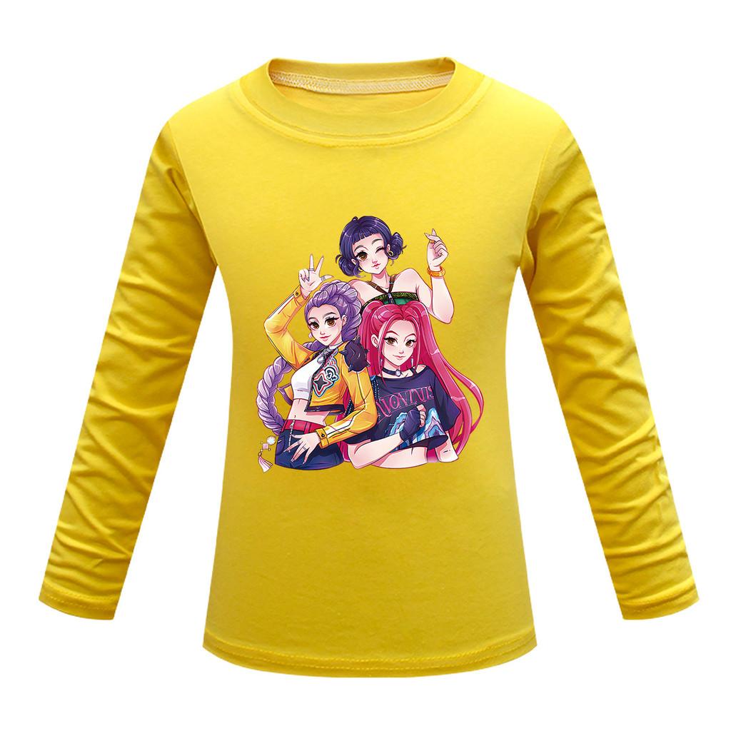 Dětské Dívčí Anime Kreslené K-POP Rumi Zoey Mira Potištěné Ležérní Tričko s Dlouhým Rukávem Top