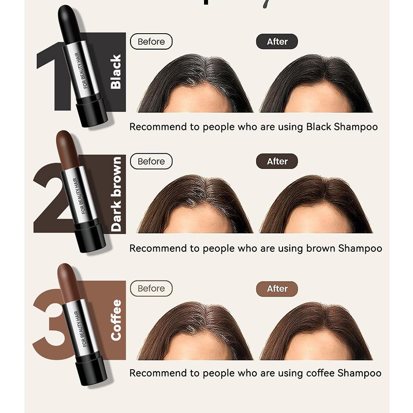 Lápiz de tinte para el cabello portátil de 3 colores, rápido, temporal, para cubrir el color blanco, crema para el cabello desechable, laca para el cabello desechable, barra de tinte para el cabello