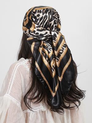 Kopftuch Damen Luxus Quadratisch 90*90cm Seiden-Foulard Satin-Bandana Weiches Halstuch Hijab Haartücher Für Damen