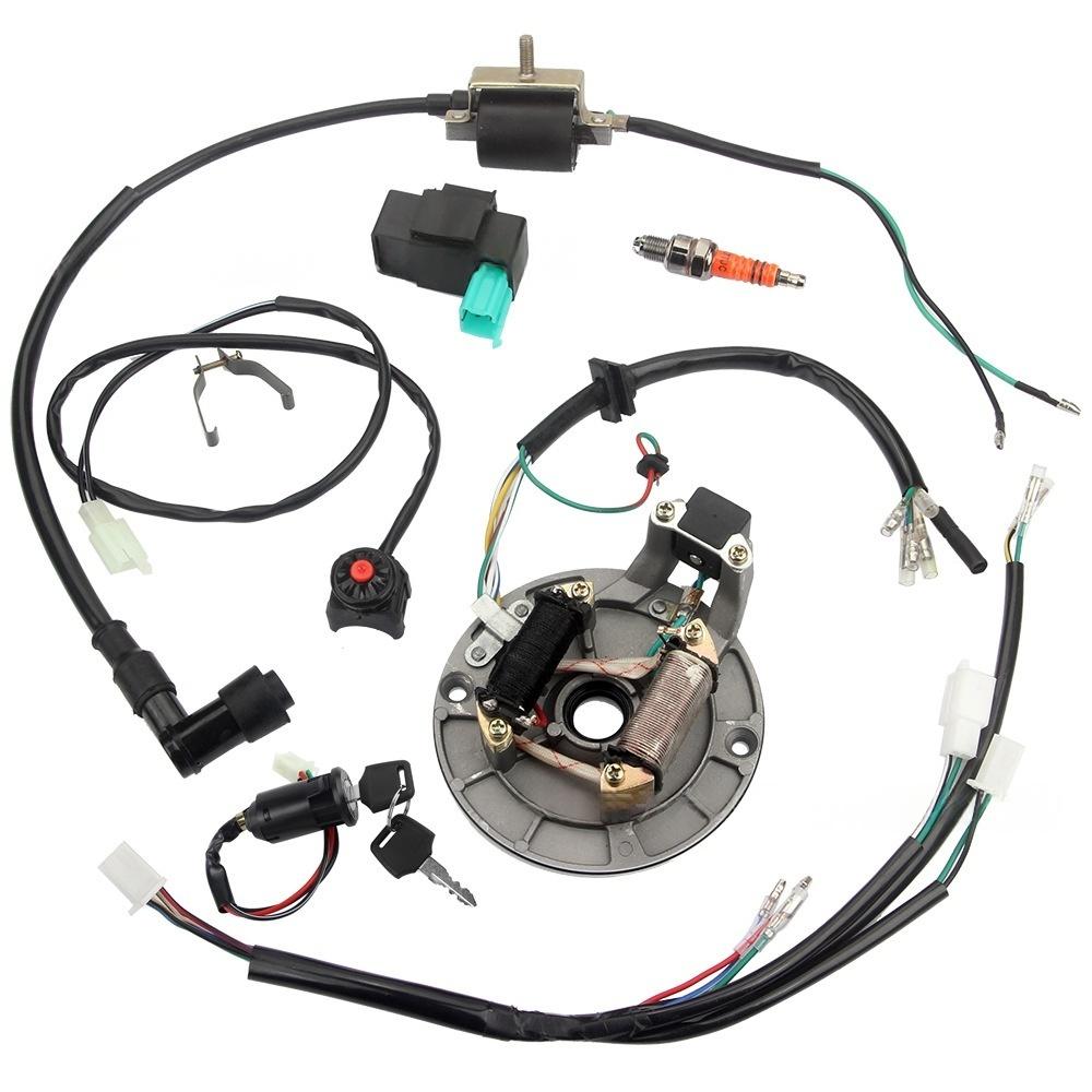 

CDI Ignition Coil A7TC Spark Plug Kill Switch Wire Harness Magneto Switch Keys Lock Set For 50 70 110 125 140cc 4T Dirt Bikes YK-030