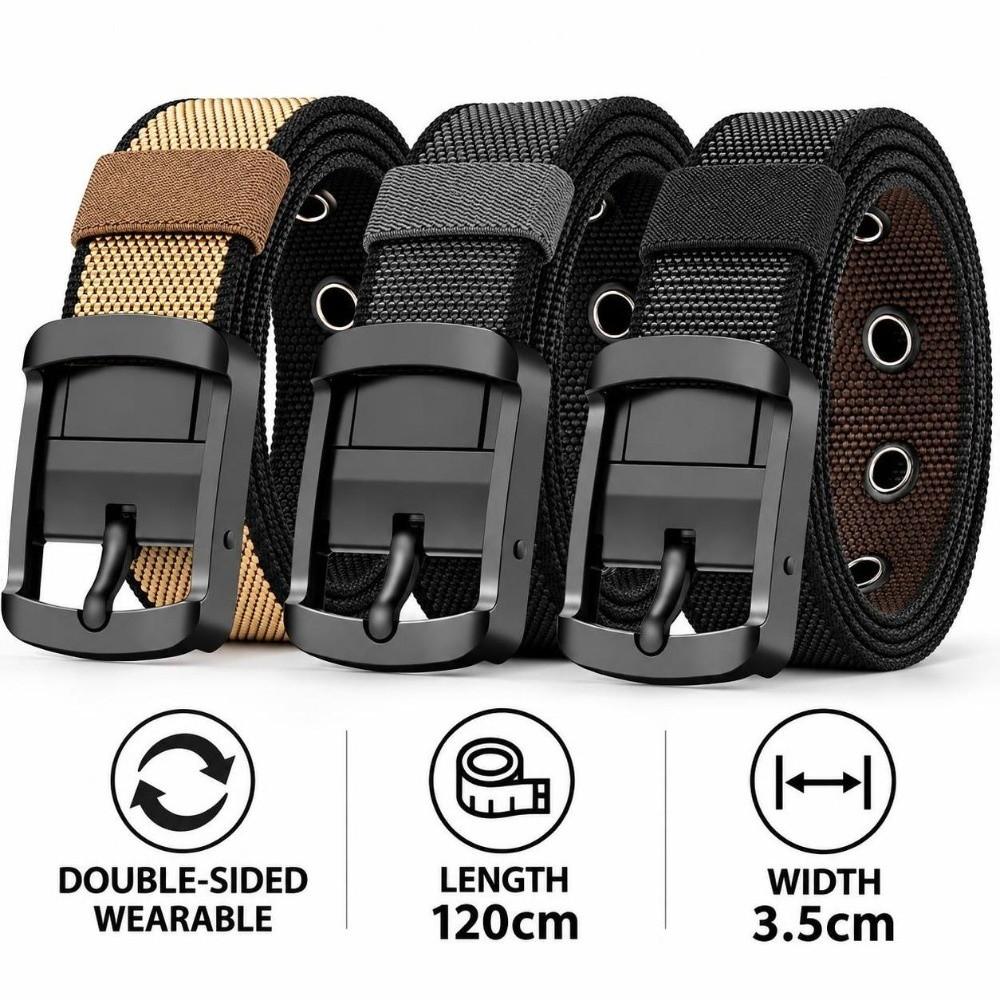 Double Sided Nylon Waist Belt 120cm Length Casual Trouser Belt Unisex Belt For Daily Casual Wear