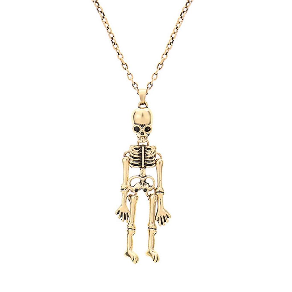 2 Stück Retro Skelett Punk Geist Halsketten Halloween Halskette für beste Freunde Paare Händchen halten Totenkopf Halsketten Geschenke