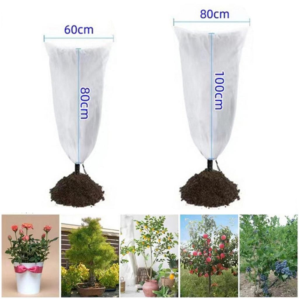 Winter Plant Cold Protection Cover Non-woven Fabric Plant Tree Shrub Cover with Drawstring Yard Garden Frost Prevention Cover