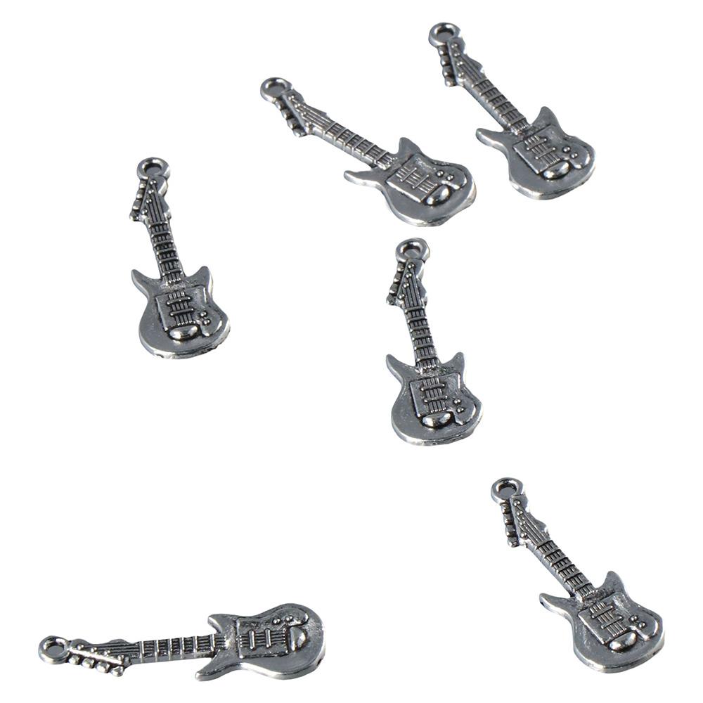 

Срібні інструменти ручної роботи Підвіски Браслет Гітара Підвіски Підвіска Гітара Аксесуари для брелоків