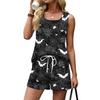 Women Sleeveless Tank Top and Shorts Set Two Piece Casual Summer Outfit Lightweight Breathable Fabric with Pockets and Adjustable Waistband
