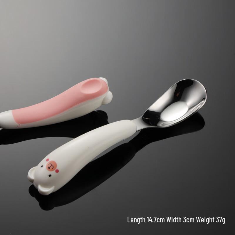 Qianxing Kids  Stainless Steel Spoon Set with Silicone Handle