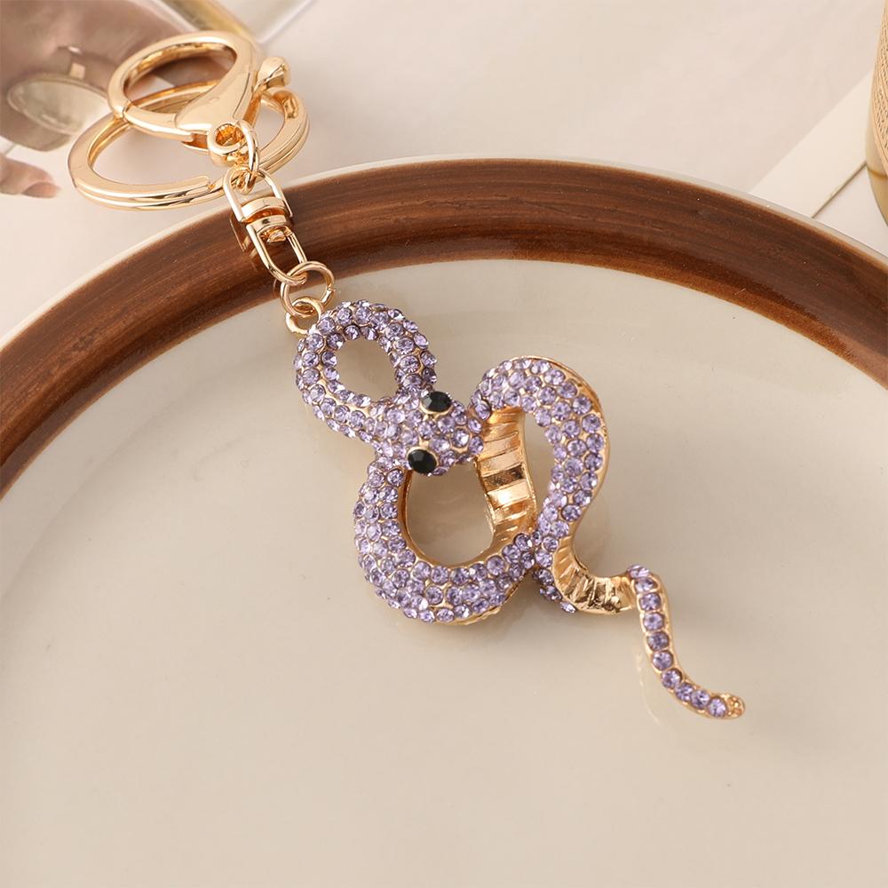 Snake Keychain Crystal Rhinestone Key Ring Women's Handbag Pendant Souvenir Gifts for Family and Friends