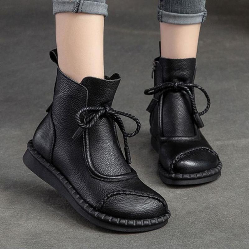 Shoes for Women 2025 Cross-tied Ladies Boot Daily Boots Hot Sale Cotton Shoes Round Toe Comfortable Flat Shoes Women Ankle Boots