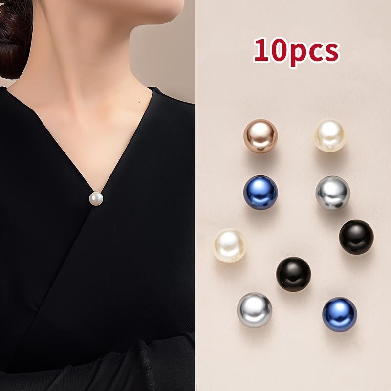 10pcs Pearl-Like Invisible Button for Chest and Neckline, No-Sew Anti-Show Fastener