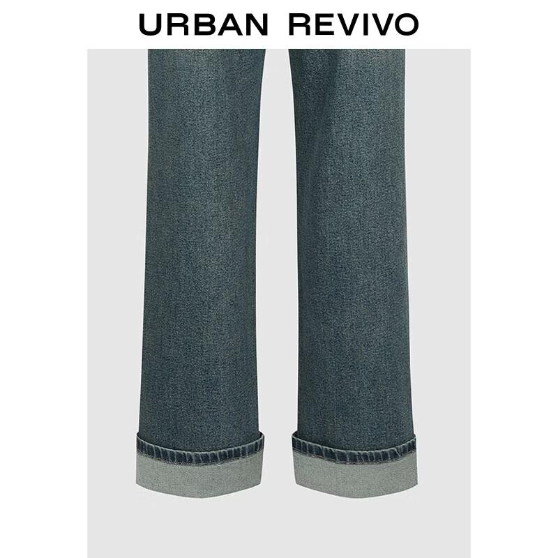UR Women's Washed Rolled Hem Straight Jeans