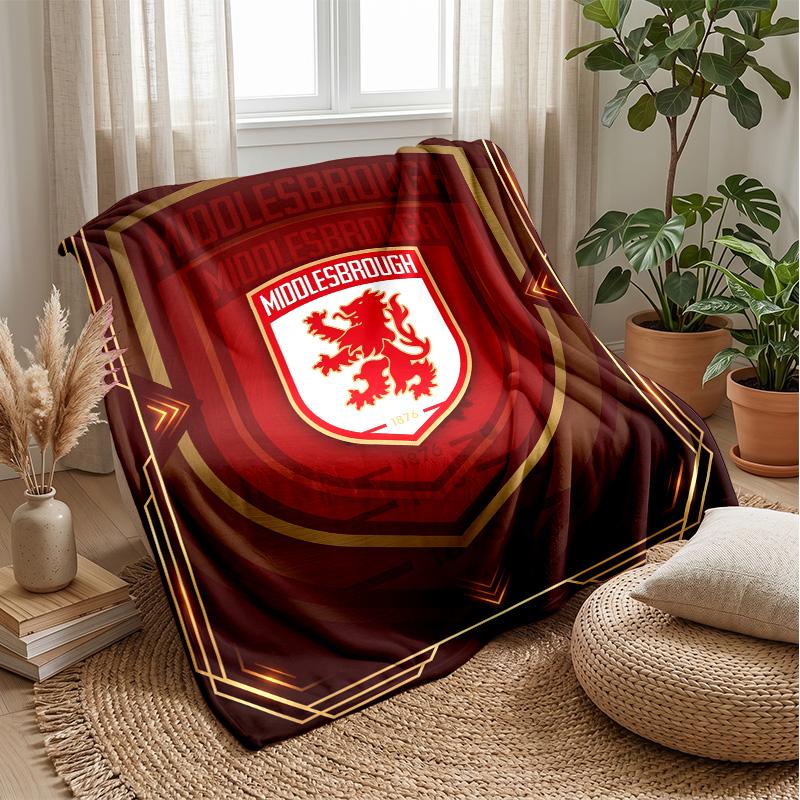 Manta de Franela Suave y Polar del Middlesbrough FC Ligera Acogedora Cálida Manta de Tiro Para Sofá Cama Decoración del Hogar