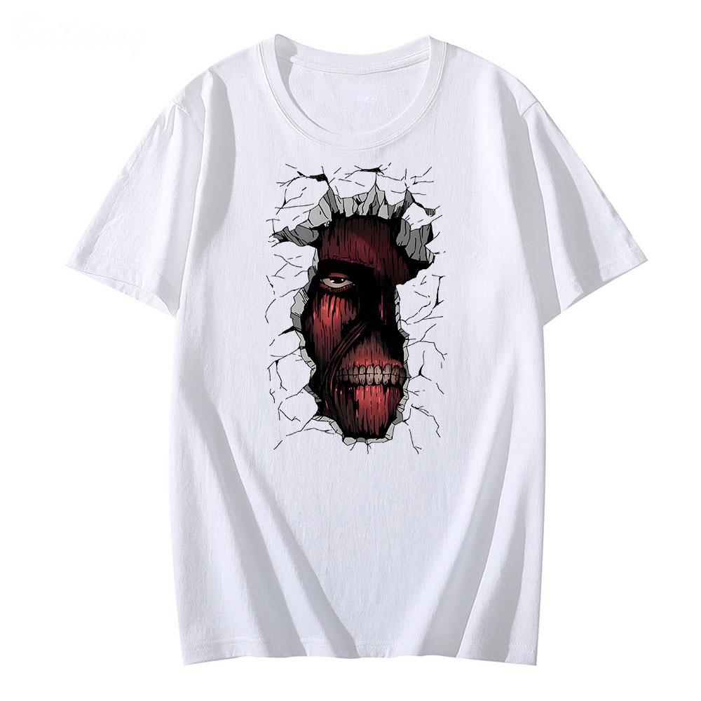 

Футболки Attack On Titan и SNK Colossal Titan, унисекс, мужские и женские модные футболки на четыре сезона, футболки из 100% хлопка с круглым вырезом, High Street Graphic XXL белый