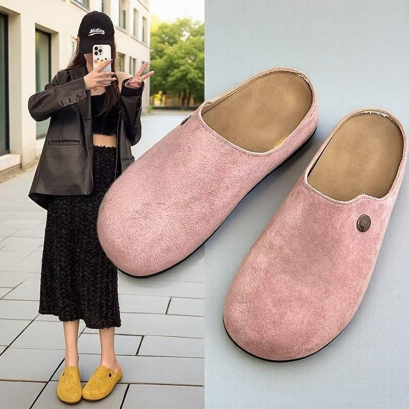 Thick-soled Outer Wear Spring and Summer New Soft-faced Big-headed Shoes, Lazy People Pedal a Bag Head and Half Slippers