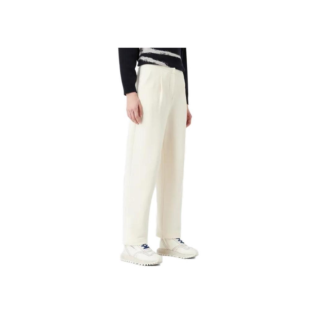Emporio Armani Solid High-Waisted Loose Straight Leg Casual Pants Women Bottoms Off-White 6R2P9G-1JXAZ1-01I2