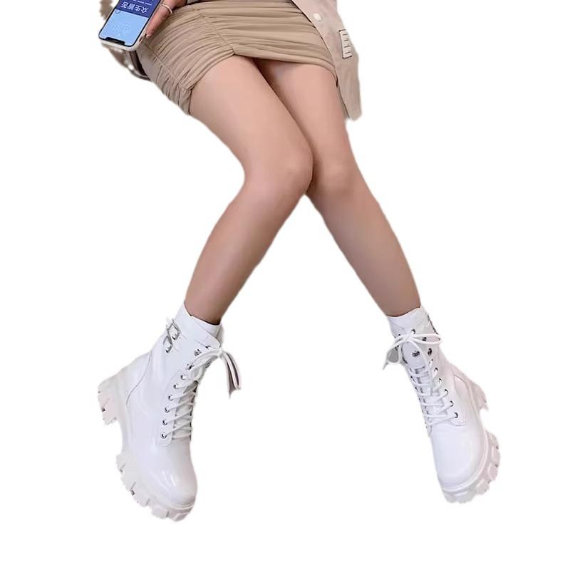 Star same ultra-light locomotive short boots women's platform Martin boots women's short white retro medium boots Chelsea boots