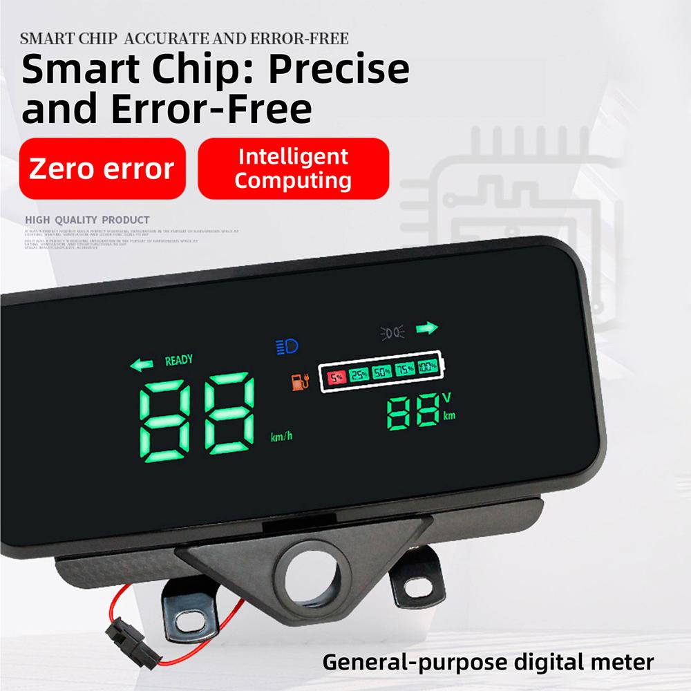 Panel de Instrumentos con Pantalla LCD 48-72V para Triciclo Eléctrico E-Bike Indicador de Batería Velocímetro Panel Impermeable con Alimentación