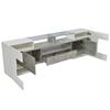 Modern TV Stand, Lacquered White and Grey, with LED Lighting, 6 Doors, 2 Drawers, Living Room Furniture, 200 X 35 X 60 Cm