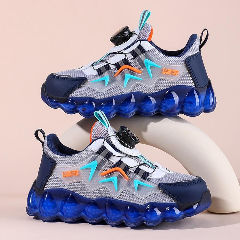 Summer Boys Sports Shoes Kids Sneakers Boys Breathable Mesh Trendy Shoes With Rotating Button Ideal For Active Children